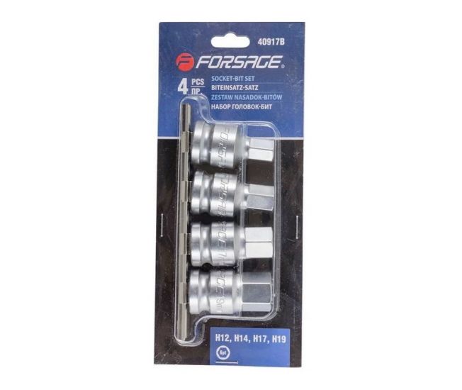 Set de capete-bit hexagonale 1/2" Forsage F-40917B (4 buc: 12, 14, 17, 19 mm, L-45 mm) Set de capete-bit hexagonale 1/2" Forsage F-40917B (4 buc: 12, 14, 17, 19 mm, L-45 mm)