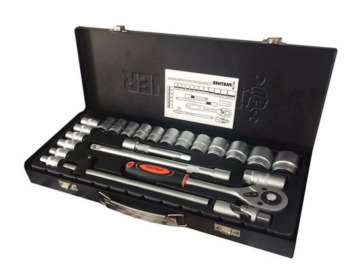 Set de scule Partner PA-4024, 24 piese, 1/2" (hexagonal, 6 fețe) Set de scule Partner PA-4024, 24 piese, 1/2" (hexagonal, 6 fețe)