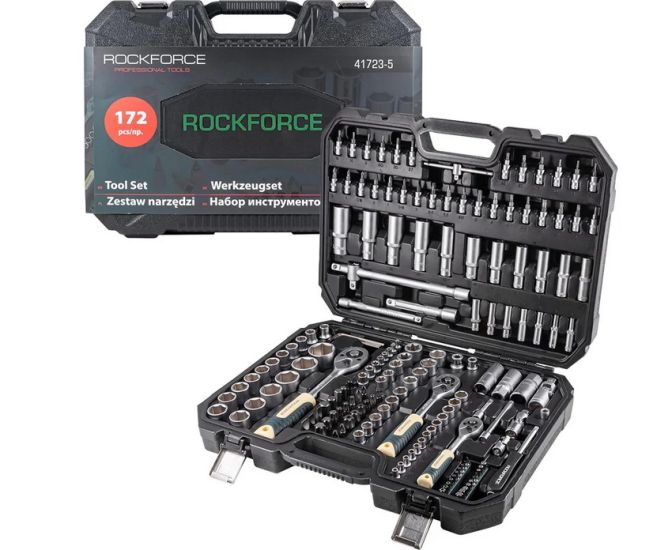 Set de scule Rockforce RF-41723-5, 172 piese, 1/4", 3/8", 1/2", hexagonal, 4-32 mm Set de scule Rockforce RF-41723-5, 172 piese, 1/4", 3/8", 1/2", hexagonal, 4-32 mm