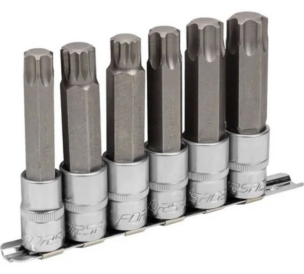 Набор головок-бит разнопрофильных Spline-Torx на планке (6 шт; 1/2") Forsage F-40918L Набор головок-бит разнопрофильных Spline-Torx на планке (6 шт; 1/2") Forsage F-40918L